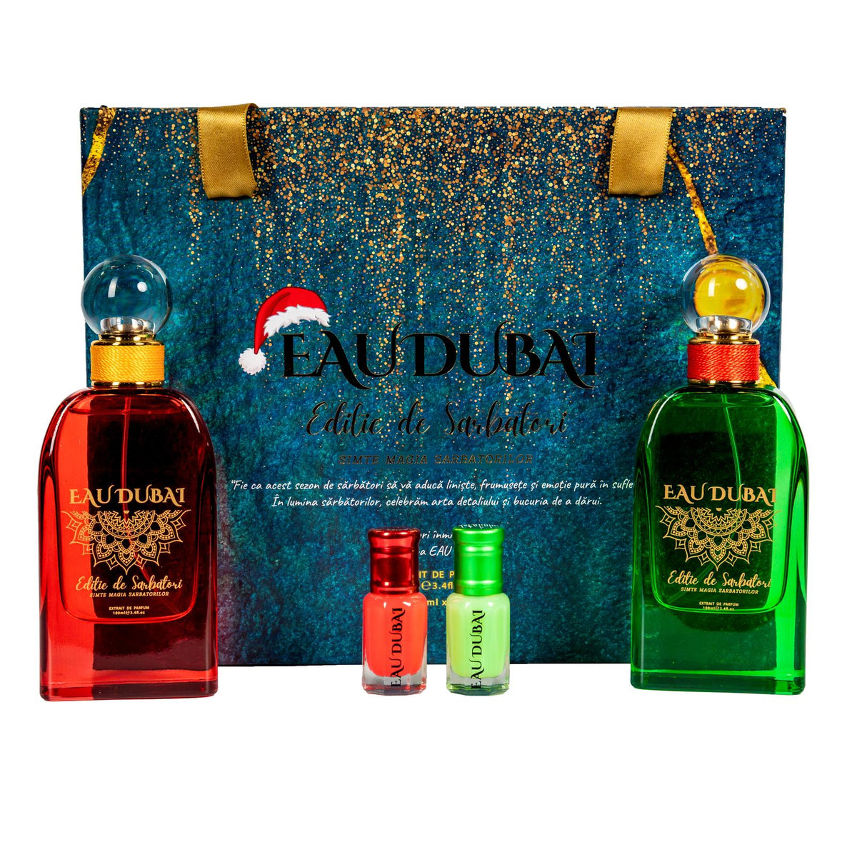 Set Cadou de Crăciun Eau Dubai – Ediție de Sărbători, roșu & verde
