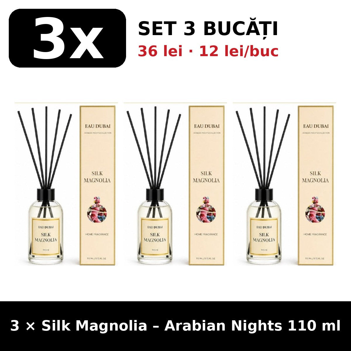 Set 3x Silk Magnolia Arabian Nights