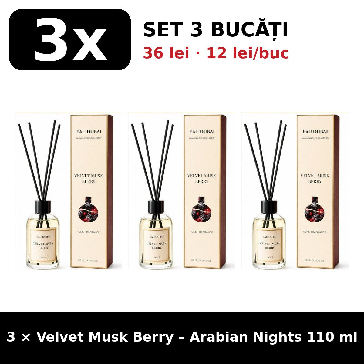 Set 3x Velvet Musk Berry Arabian Nights