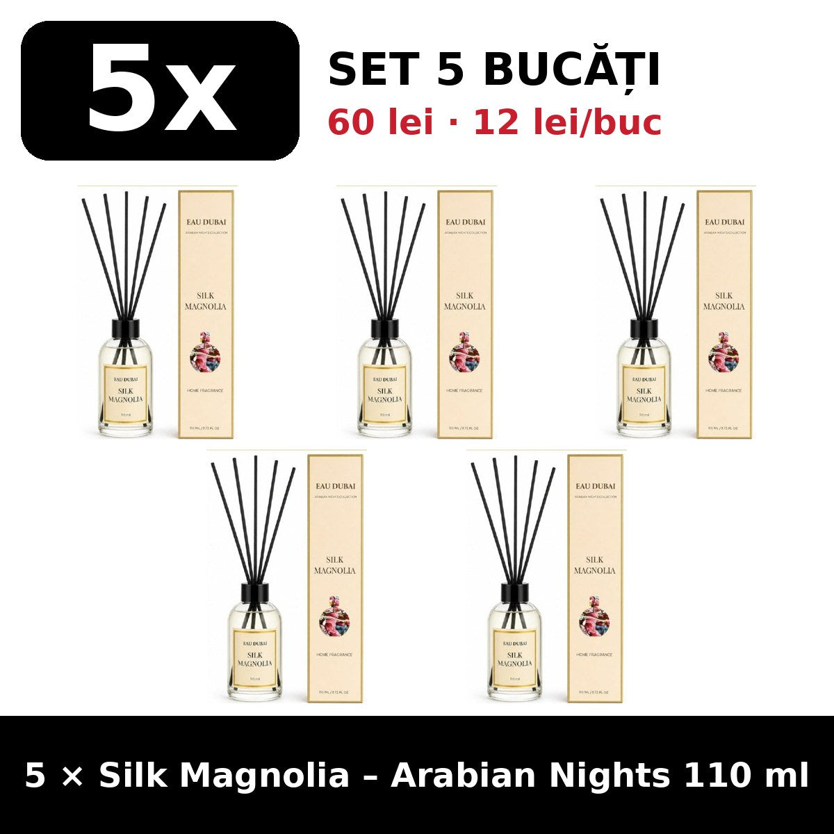 Set 5x Silk Magnolia Arabian Nights
