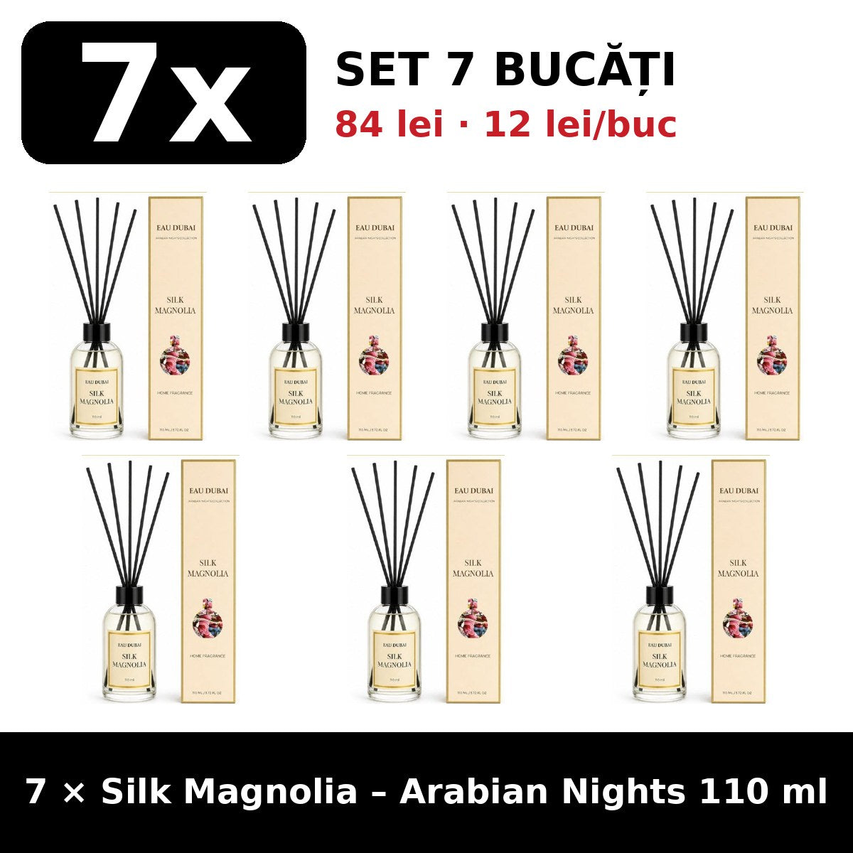 Set 7x Silk Magnolia Arabian Nights