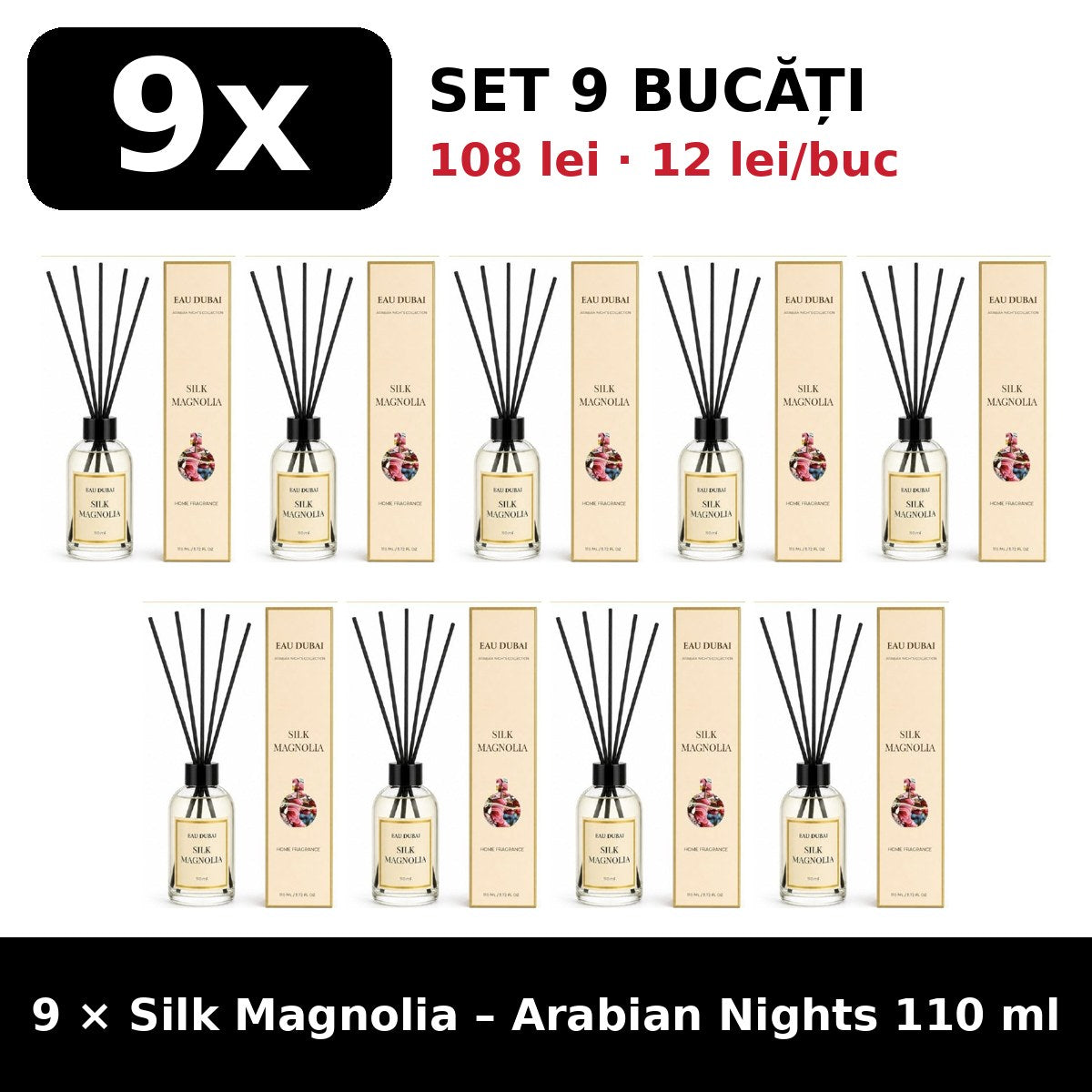 Set 9x Silk Magnolia Arabian Nights
